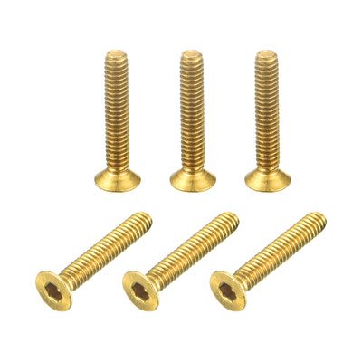 Harfington Uxcell Flat Head Socket Cap Screws, M2-0.4x12mm Brass Inner Hex Drive Bolts 6Pcs