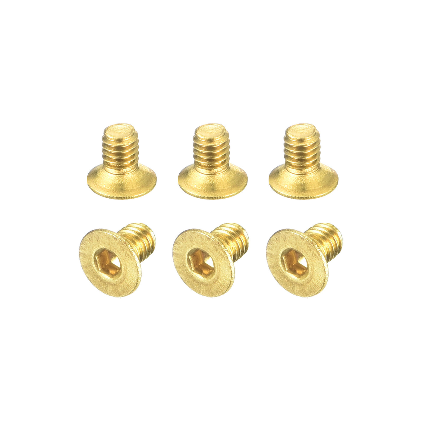 uxcell Uxcell Flat Head Socket Cap Screws, M2.5-0.45x4mm Brass Inner Hex Drive Bolts 6Pcs