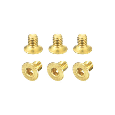 Harfington Uxcell Flat Head Socket Cap Screws, M2.5-0.45x4mm Brass Inner Hex Drive Bolts 6Pcs