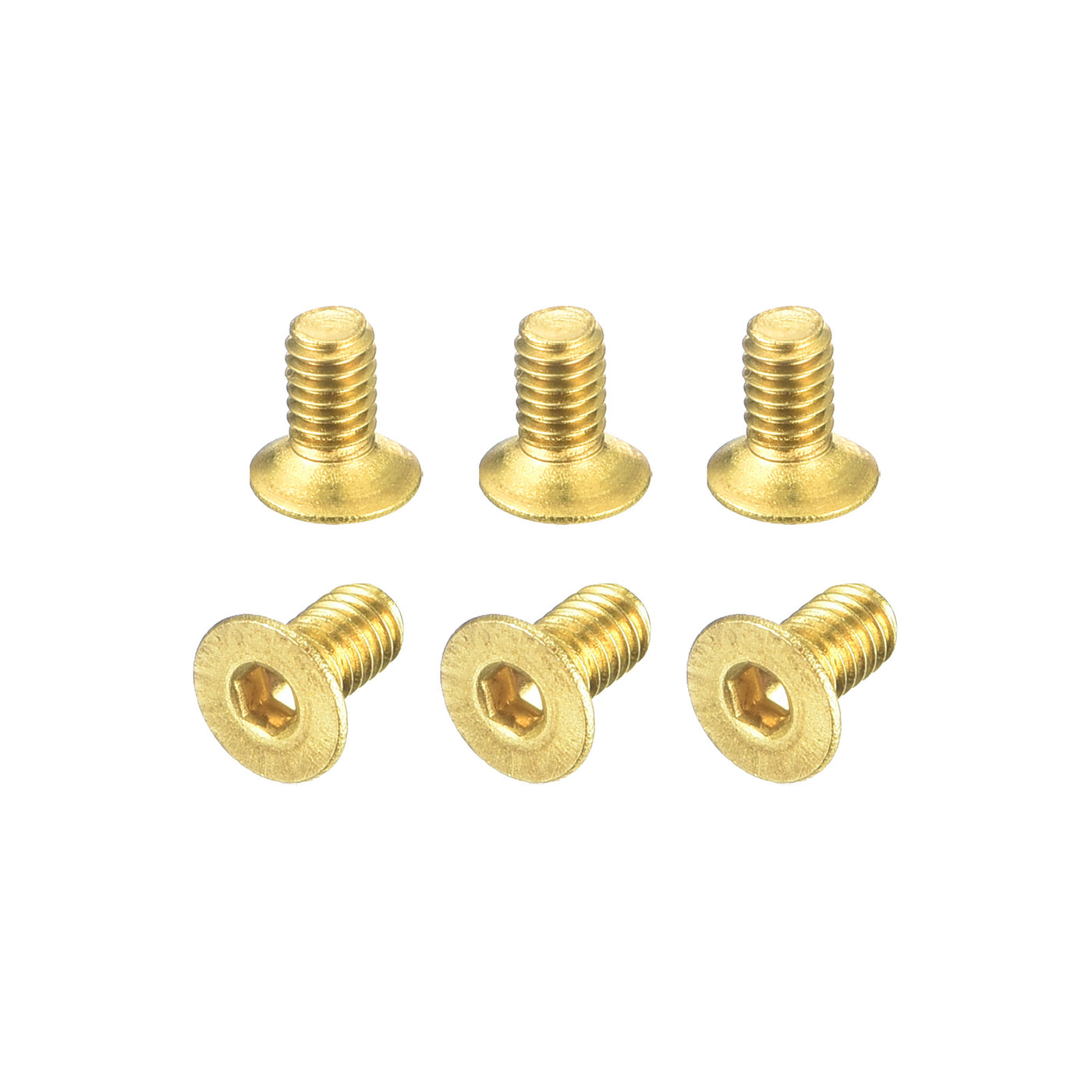 uxcell Uxcell Flat Head Socket Cap Screws, M2.5-0.45x5mm Brass Inner Hex Drive Bolts 6Pcs