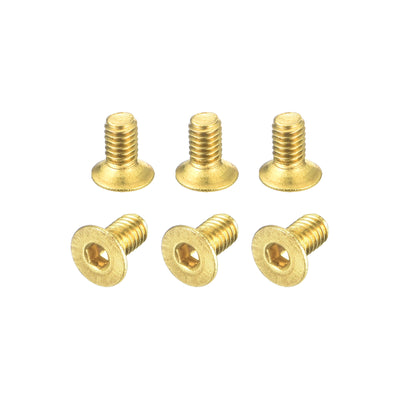 Harfington Uxcell Flat Head Socket Cap Screws, M2.5-0.45x5mm Brass Inner Hex Drive Bolts 6Pcs