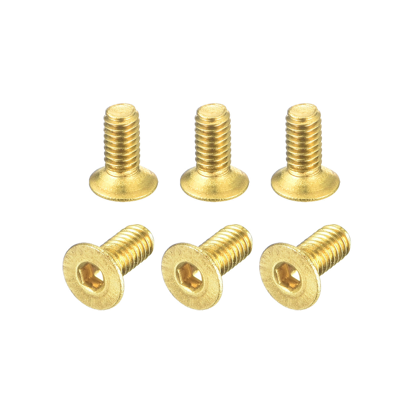 uxcell Uxcell Flat Head Socket Cap Screws, M2.5-0.45x6mm Brass Inner Hex Drive Bolts 6Pcs