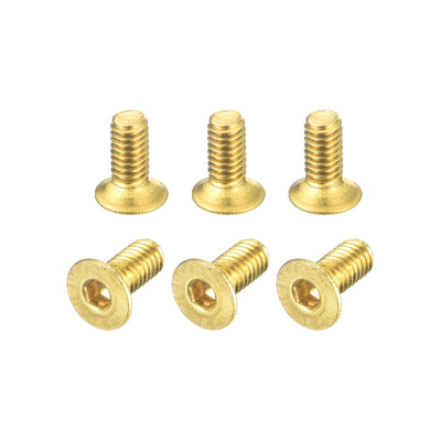 Harfington Uxcell Flat Head Socket Cap Screws, M2.5-0.45x6mm Brass Inner Hex Drive Bolts 6Pcs