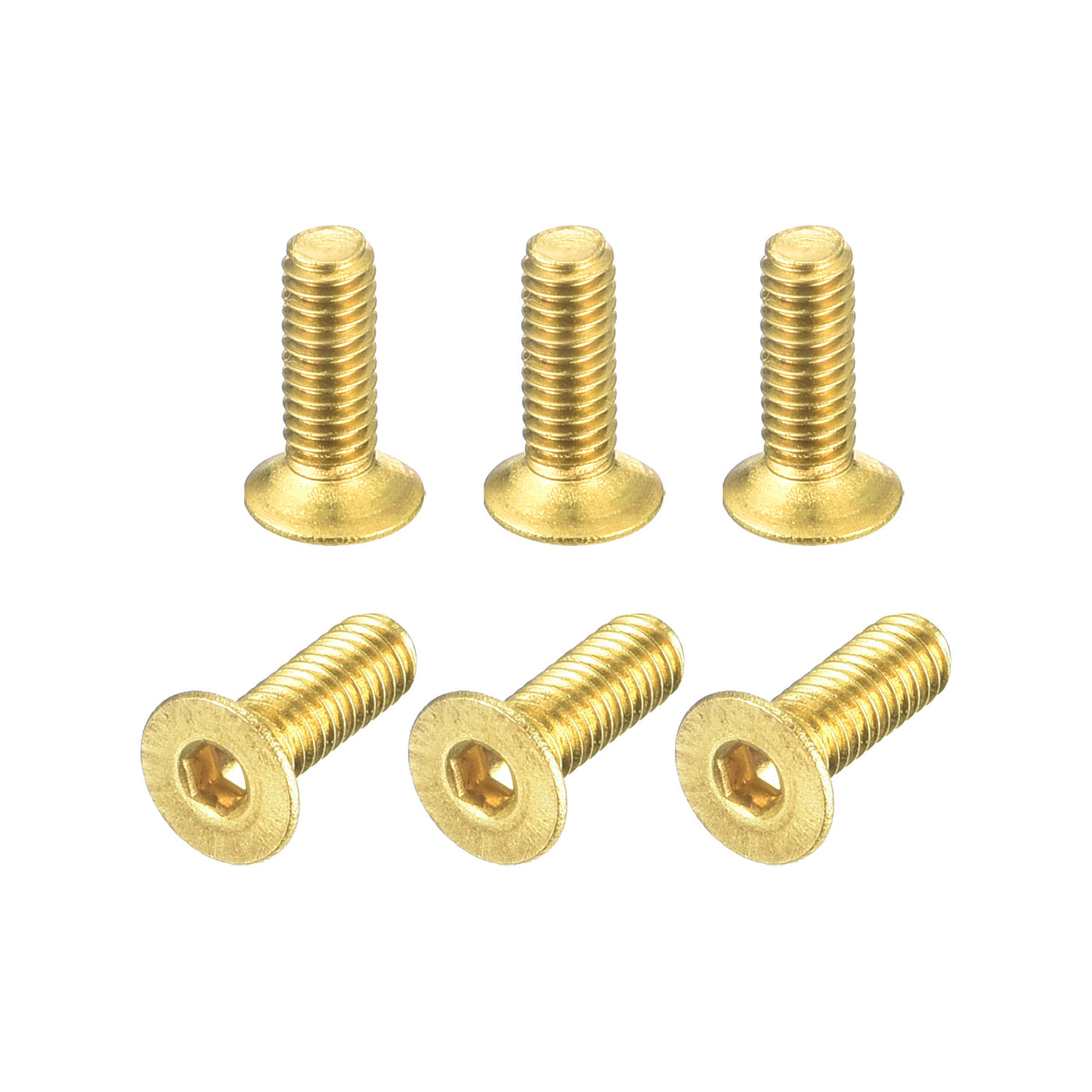 uxcell Uxcell Flat Head Socket Cap Screws, M2.5-0.45x8mm Brass Inner Hex Drive Bolts 6Pcs