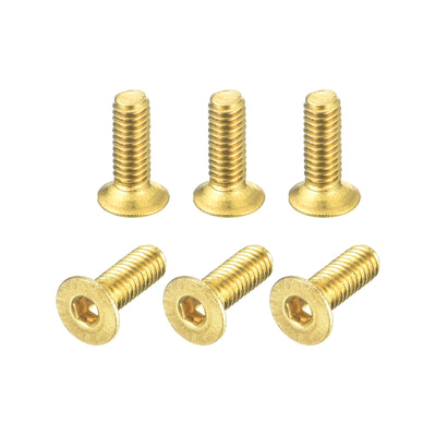 Harfington Uxcell Flat Head Socket Cap Screws, M2.5-0.45x8mm Brass Inner Hex Drive Bolts 6Pcs