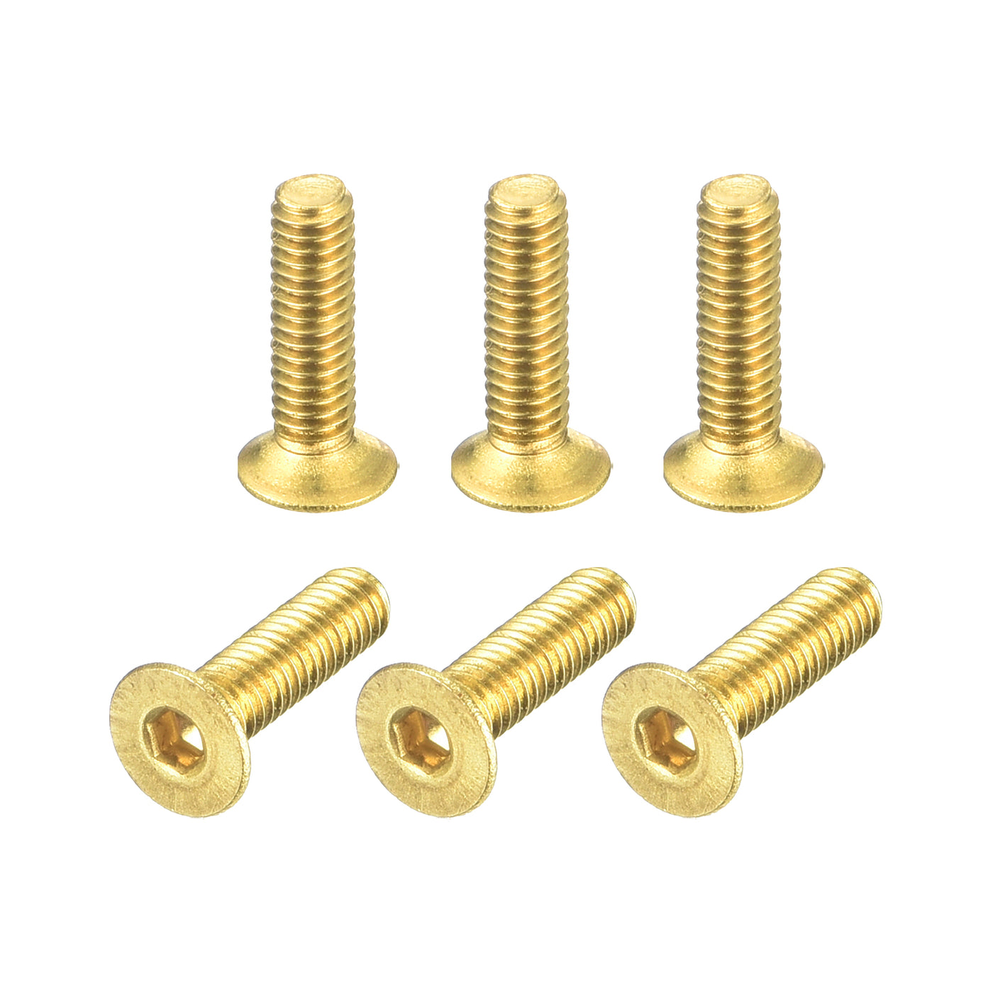 uxcell Uxcell Flat Head Socket Cap Screws, M2.5-0.45x10mm Brass Inner Hex Drive Bolts 6Pcs