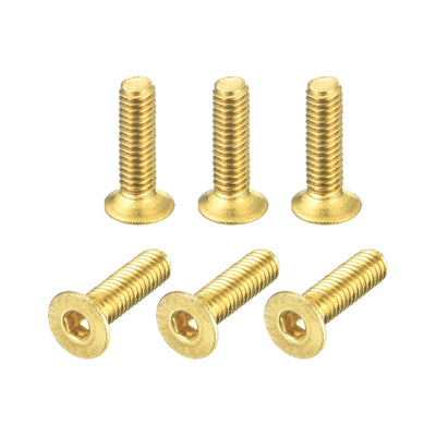 Harfington Uxcell Flat Head Socket Cap Screws, M2.5-0.45x10mm Brass Inner Hex Drive Bolts 6Pcs