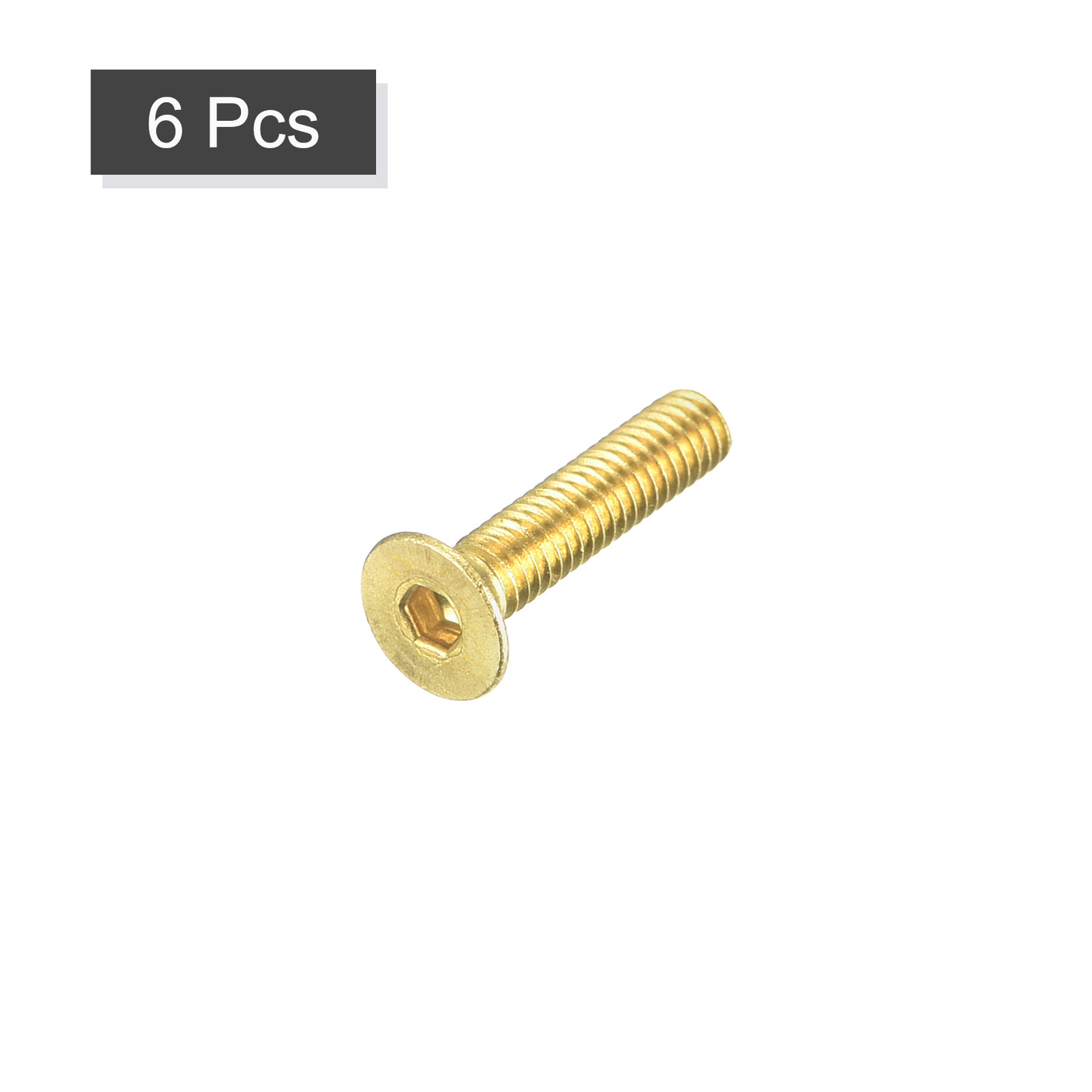 uxcell Uxcell Flat Head Socket Cap Screws, M2.5-0.45x12mm Brass Inner Hex Drive Bolts 6Pcs