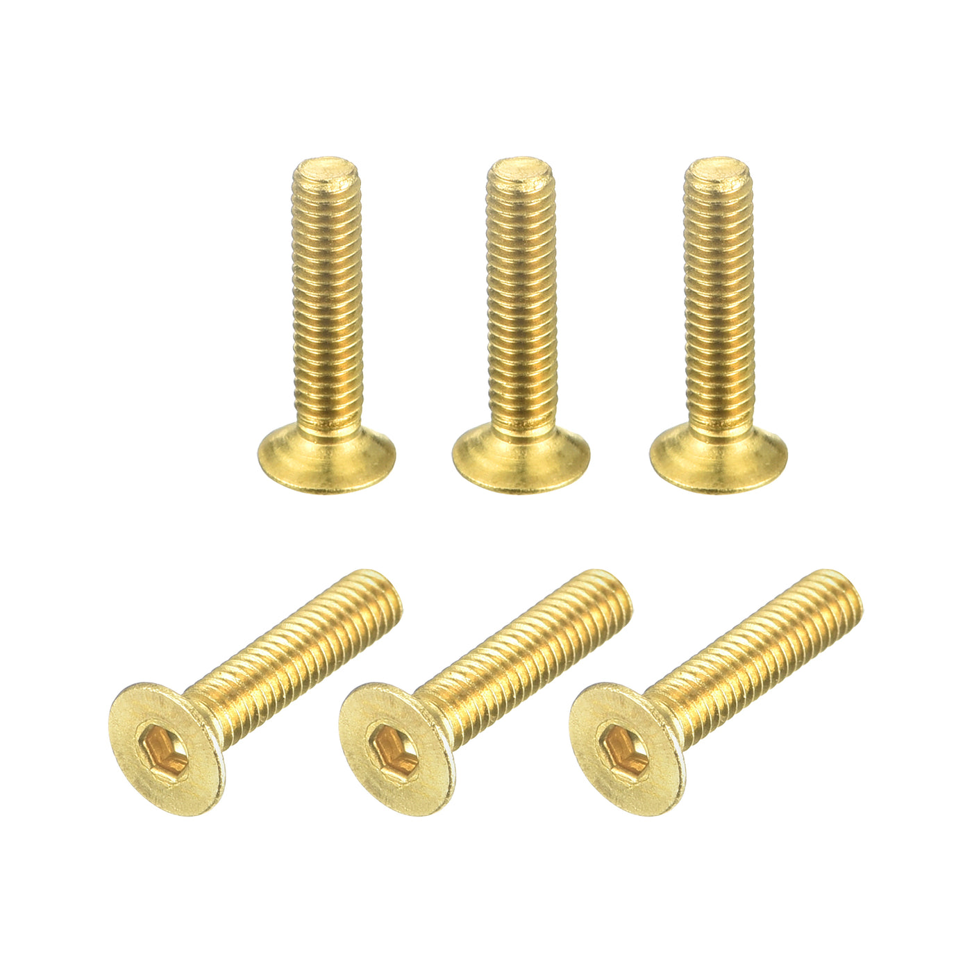 uxcell Uxcell Flat Head Socket Cap Screws, M2.5-0.45x12mm Brass Inner Hex Drive Bolts 6Pcs