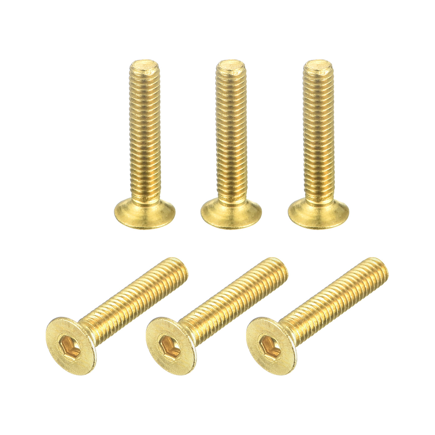 uxcell Uxcell Flat Head Socket Cap Screws, M2.5-0.45x14mm Brass Inner Hex Drive Bolts 6Pcs