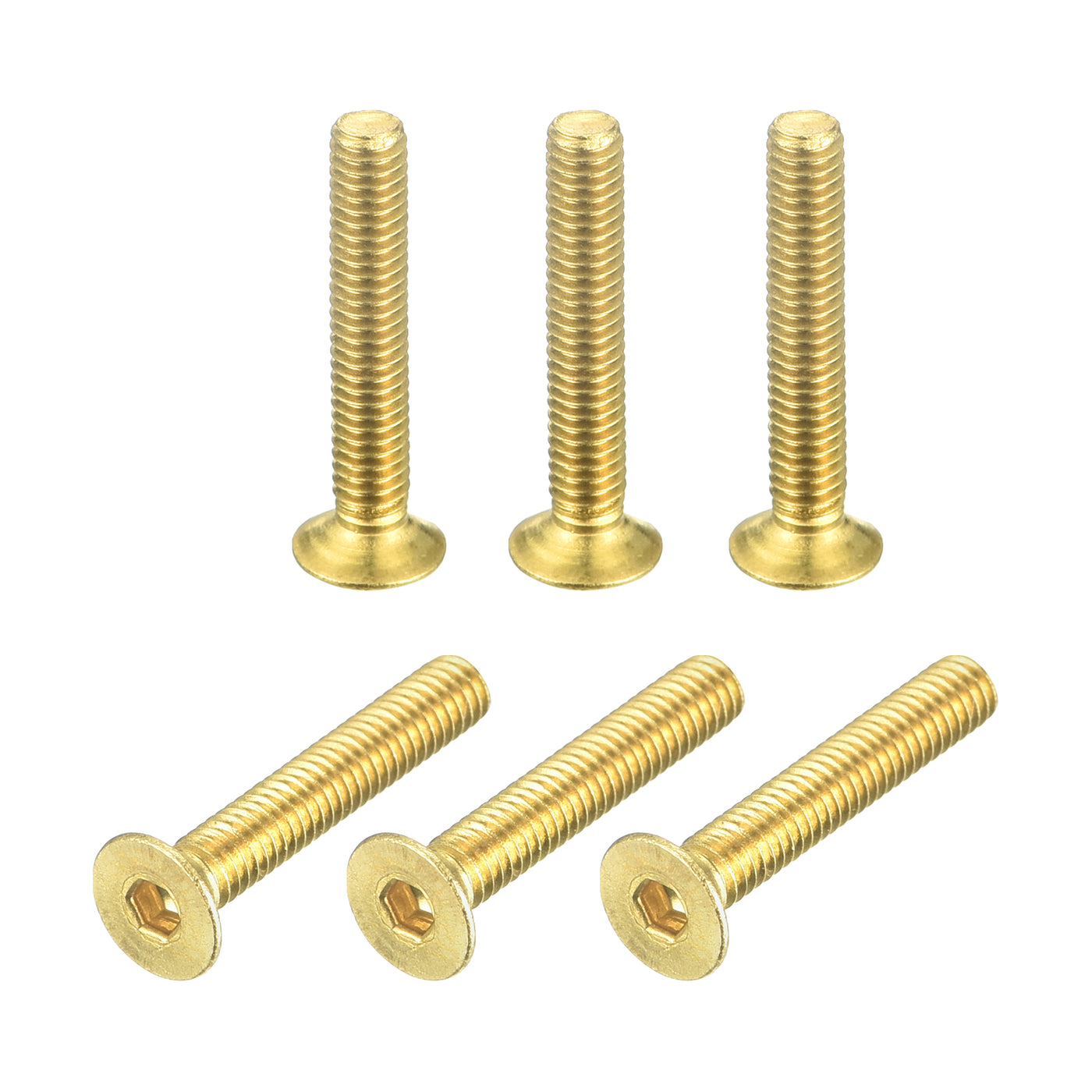 uxcell Uxcell Flat Head Socket Cap Screws, M2.5-0.45x16mm Brass Inner Hex Drive Bolts 6Pcs