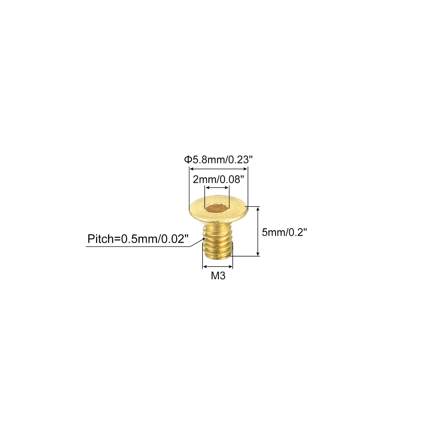 uxcell Uxcell Senkkopf-Innensechskantschrauben, M3-0,5 x 5 mm Messing Innensechskant-Antrieb Befestigungsschrauben 6 Stück