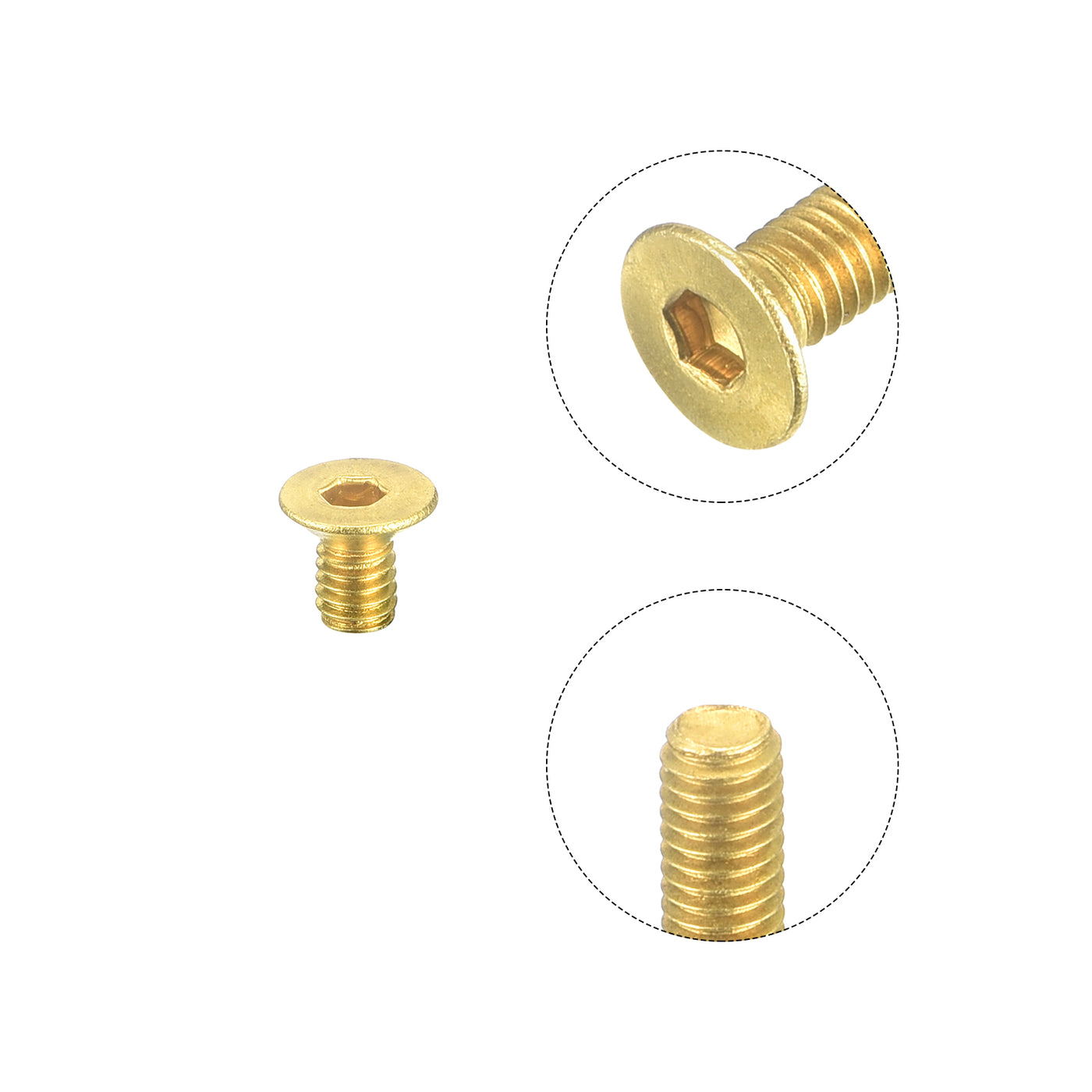 uxcell Uxcell Flat Head Socket Cap Screws, M3-0.5x5mm Brass Inner Hex Drive Bolts 6Pcs