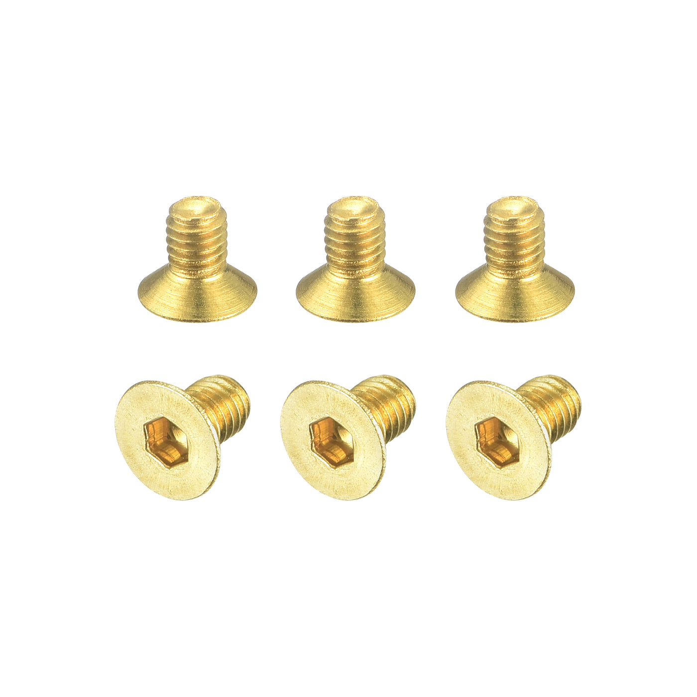 uxcell Uxcell Flat Head Socket Cap Screws, M3-0.5x5mm Brass Inner Hex Drive Bolts 6Pcs