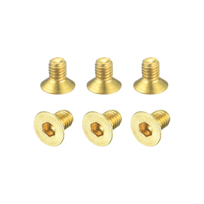 Harfington Uxcell Flat Head Socket Cap Screws, M3-0.5x5mm Brass Inner Hex Drive Bolts 6Pcs