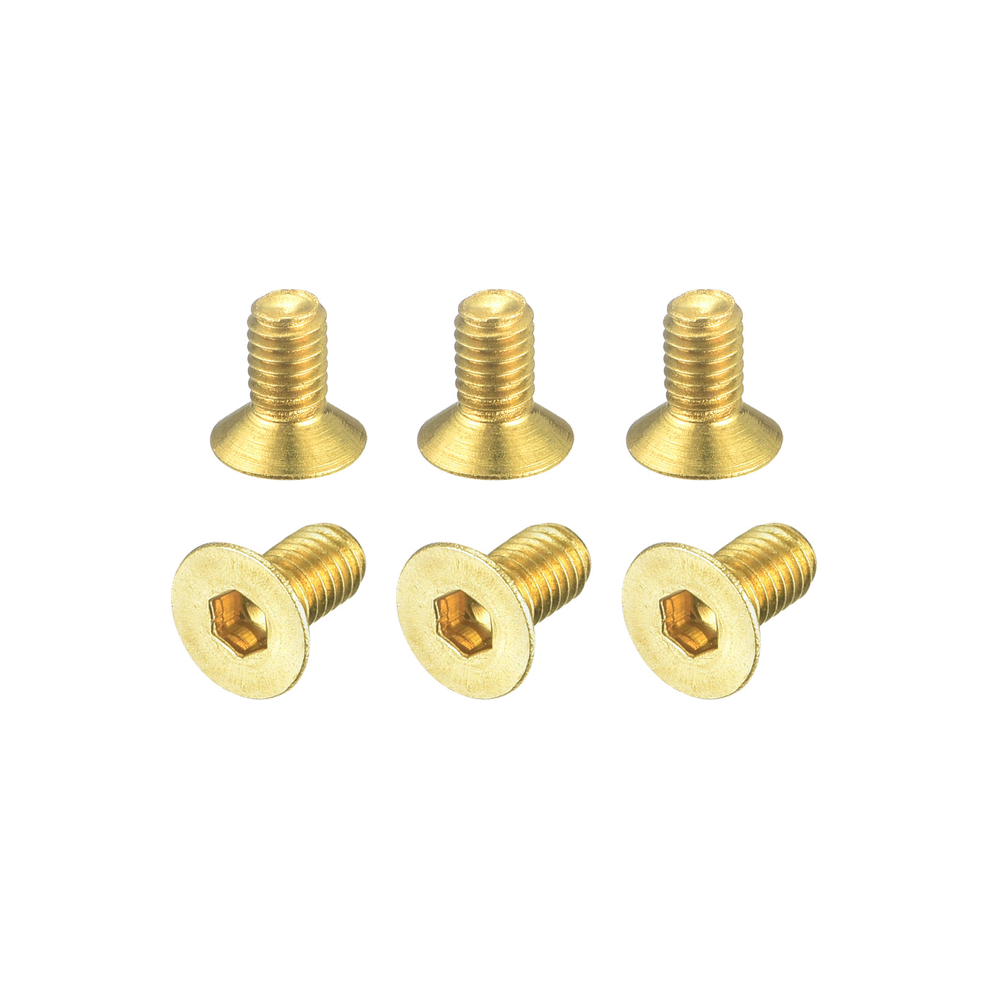 uxcell Uxcell Flat Head Socket Cap Screws, M3-0.5x6mm Brass Inner Hex Drive Bolts 6Pcs