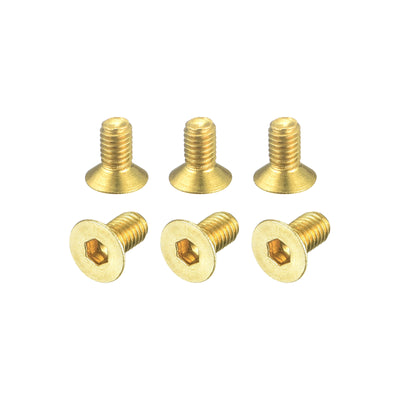 Harfington Uxcell Flat Head Socket Cap Screws, M3-0.5x6mm Brass Inner Hex Drive Bolts 6Pcs