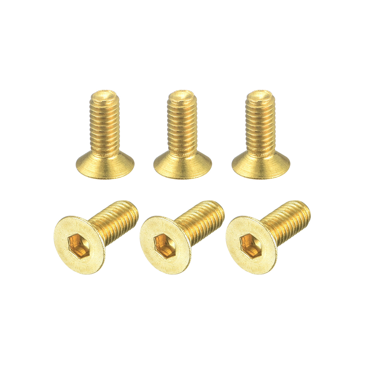 uxcell Uxcell Flat Head Socket Cap Screws, M3-0.5x8mm Brass Inner Hex Drive Bolts 6Pcs