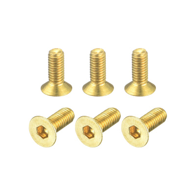 Harfington Uxcell Flat Head Socket Cap Screws, M3-0.5x8mm Brass Inner Hex Drive Bolts 6Pcs