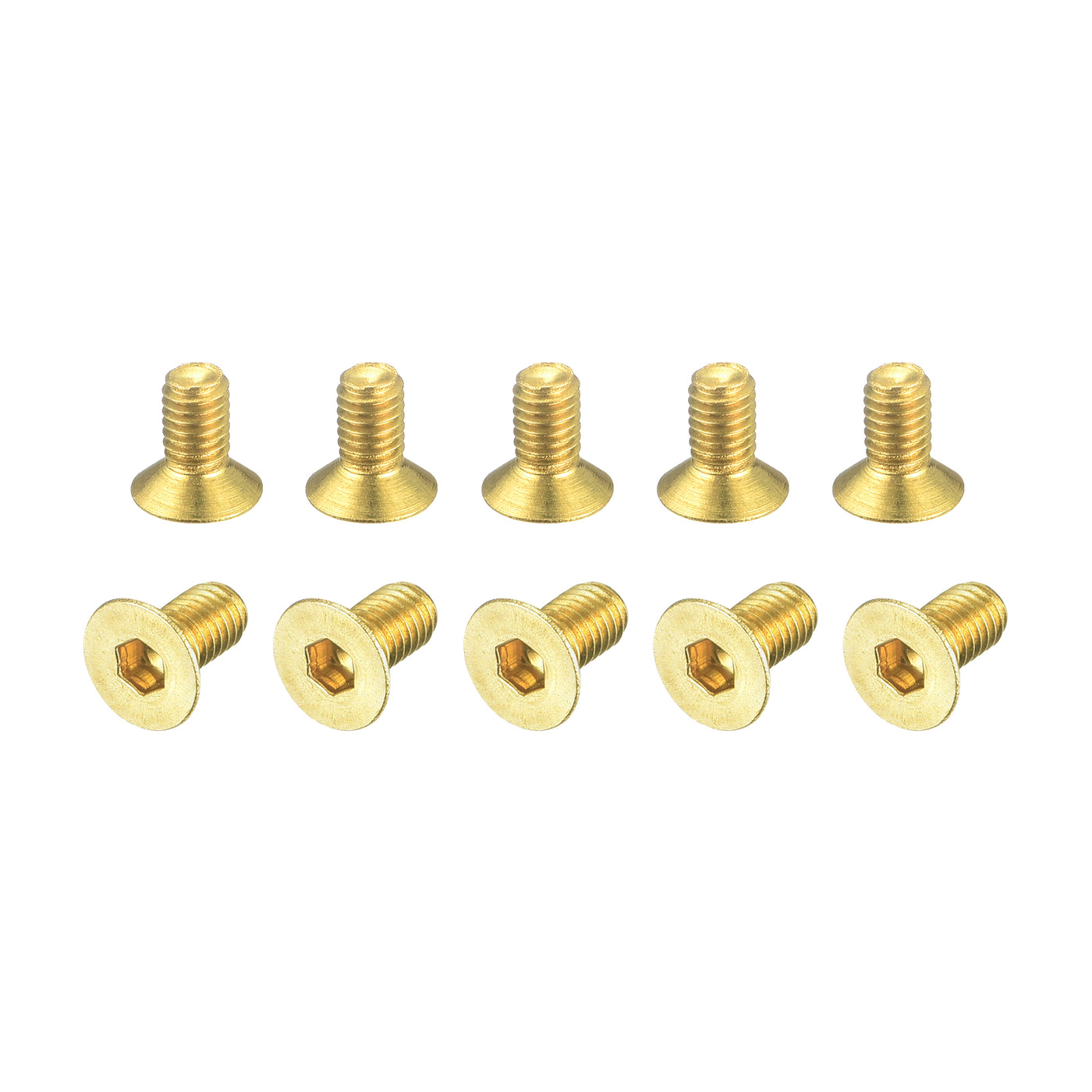 uxcell Uxcell Flat Head Socket Cap Screws, M3-0.5x6mm Brass Inner Hex Drive Bolts 12Pcs