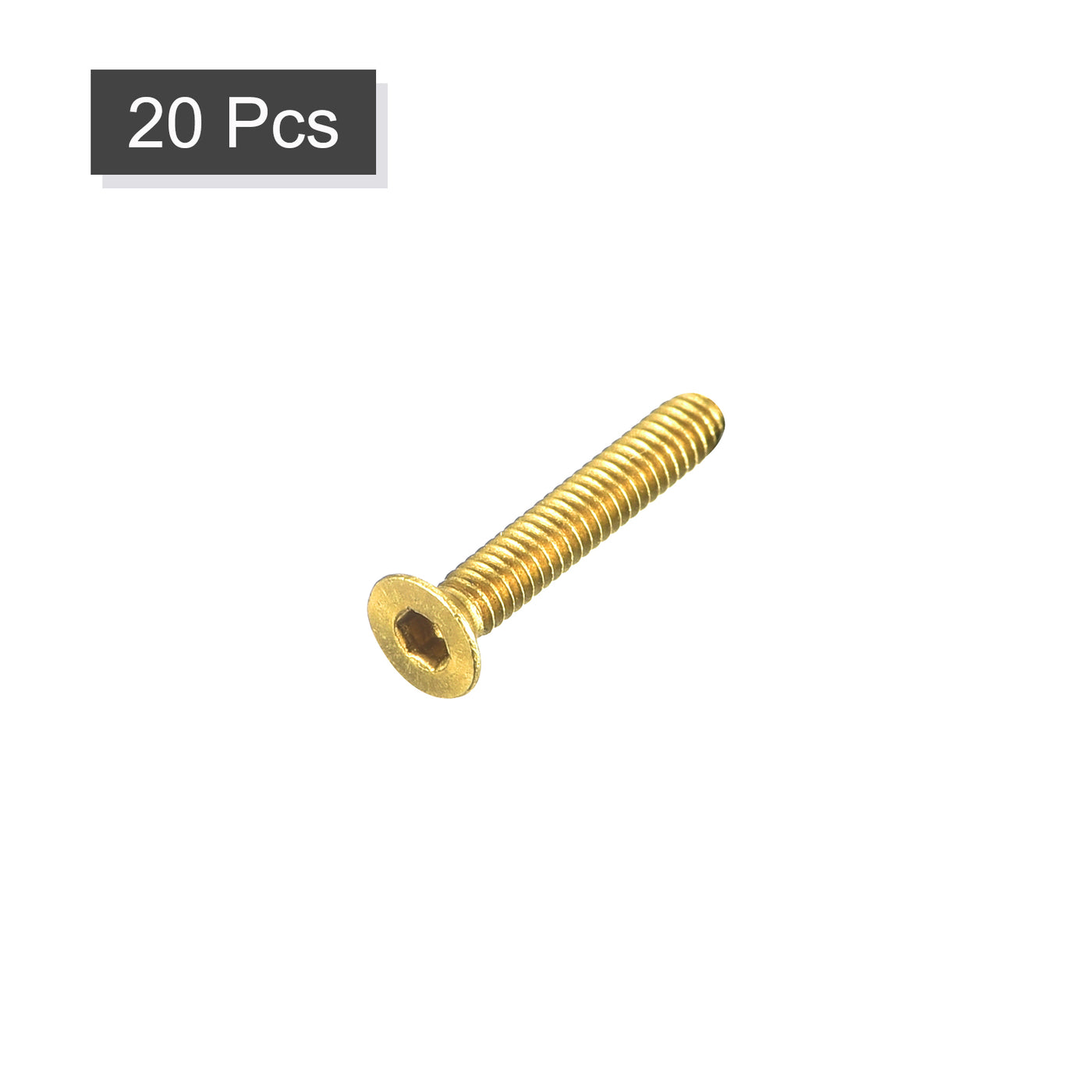 uxcell Uxcell Flat Head Socket Cap Screws, M2-0.4x12mm Brass Inner Hex Drive Bolts 20Pcs