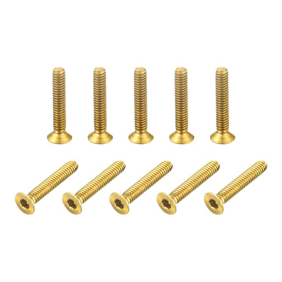 Harfington Uxcell Flat Head Socket Cap Screws, M2-0.4x12mm Brass Inner Hex Drive Bolts 20Pcs