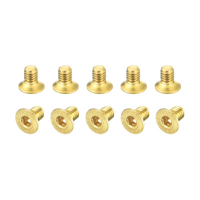 Harfington Uxcell Flat Head Socket Cap Screws, M2.5-0.45x4mm Brass Inner Hex Drive Bolts 20Pcs