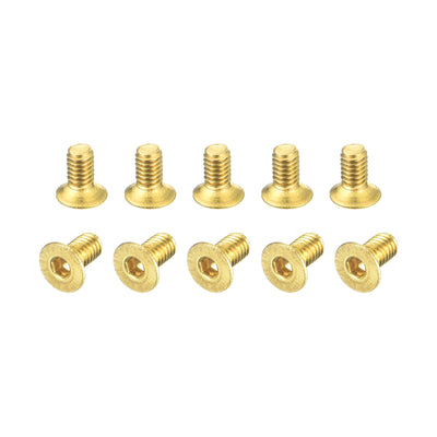 Harfington Uxcell Flat Head Socket Cap Screws, M2.5-0.45x5mm Brass Inner Hex Drive Bolts 20Pcs