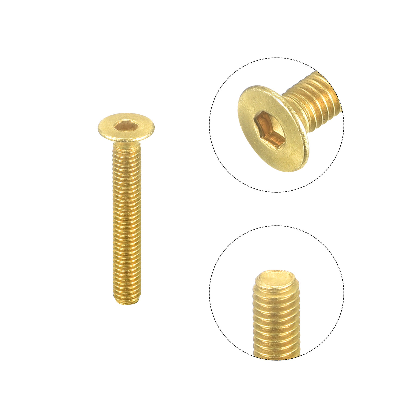 uxcell Uxcell Flat Head Socket Cap Screws, M3-0.5x20mm Brass Inner Hex Drive Bolts 20Pcs