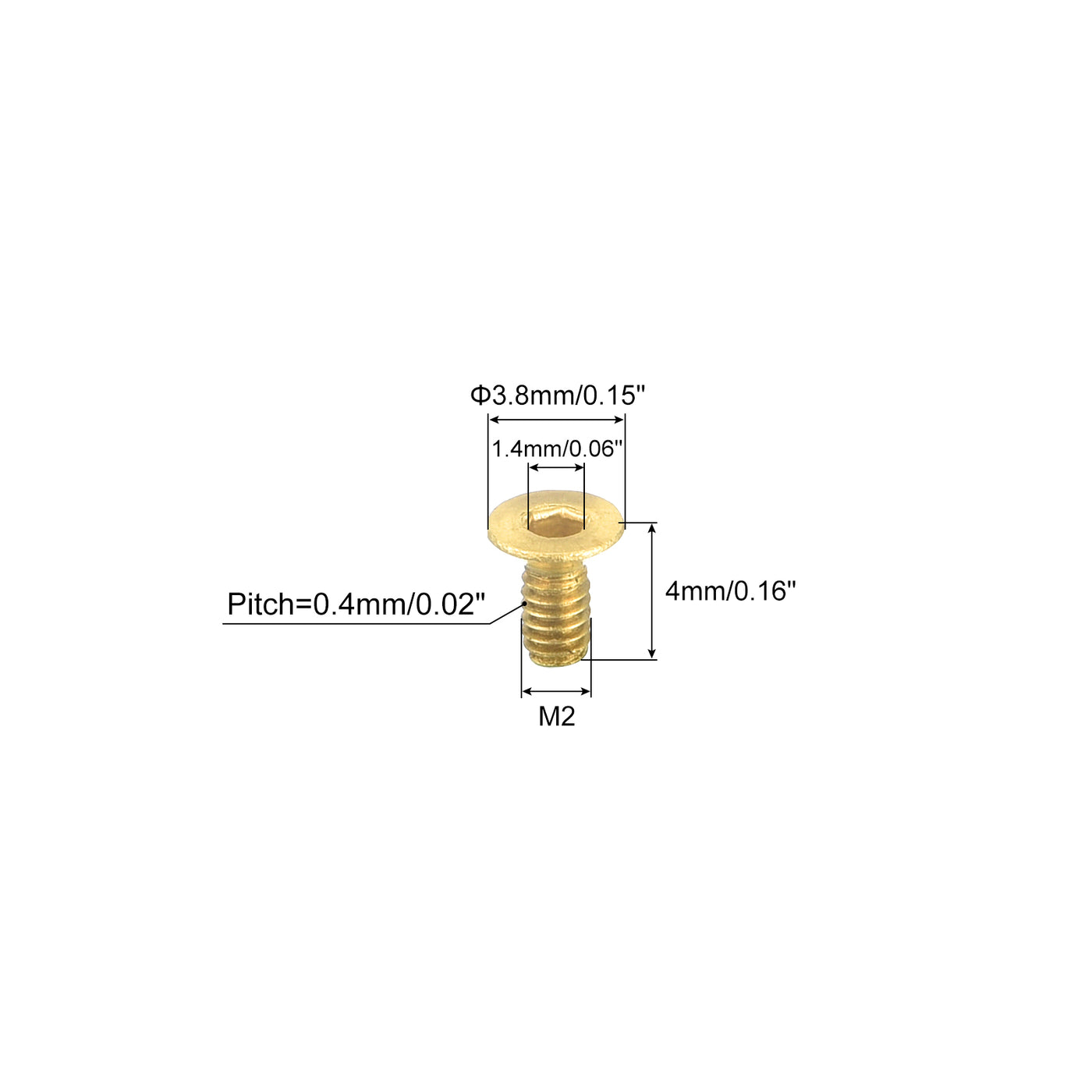 uxcell Uxcell Senkkopf-Innensechskantschrauben, M2-0,4 x 4mm Messing Innensechskant-Antrieb Befestigungsschrauben 24 Stück