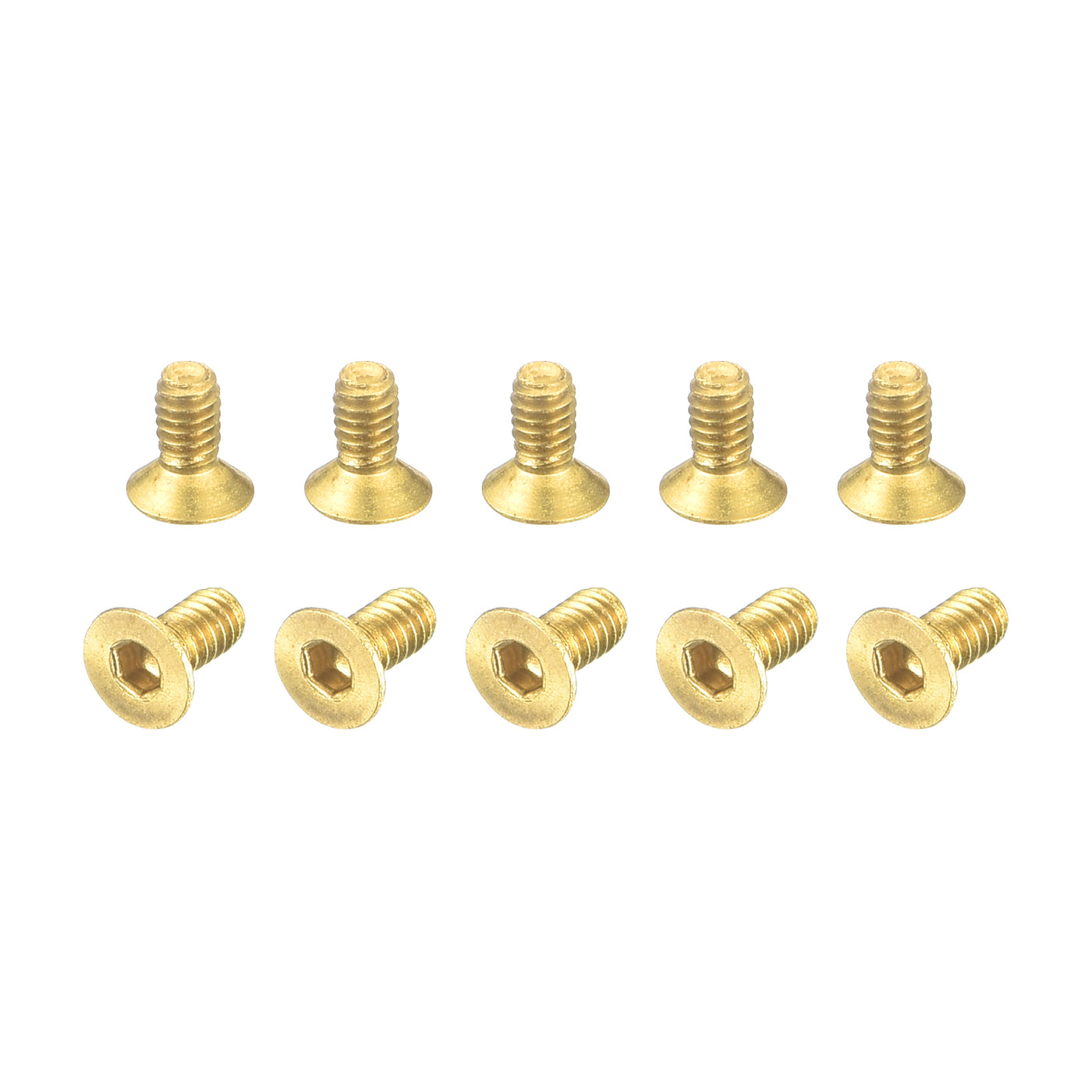 uxcell Uxcell Flat Head Socket Cap Screws, M2-0.4x4mm Brass Inner Hex Drive Bolts 24Pcs