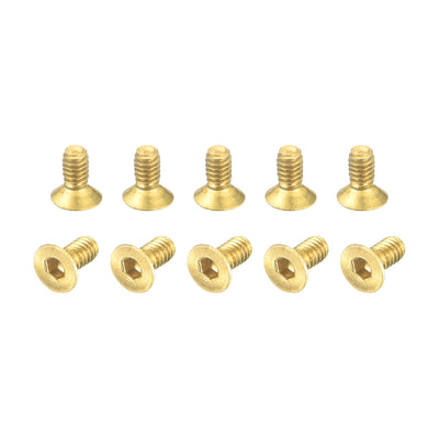 Harfington Uxcell Flat Head Socket Cap Screws, M2-0.4x4mm Brass Inner Hex Drive Bolts 24Pcs