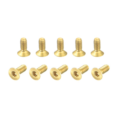 Harfington Uxcell Flat Head Socket Cap Screws, M2-0.4x5mm Brass Inner Hex Drive Bolts 24Pcs