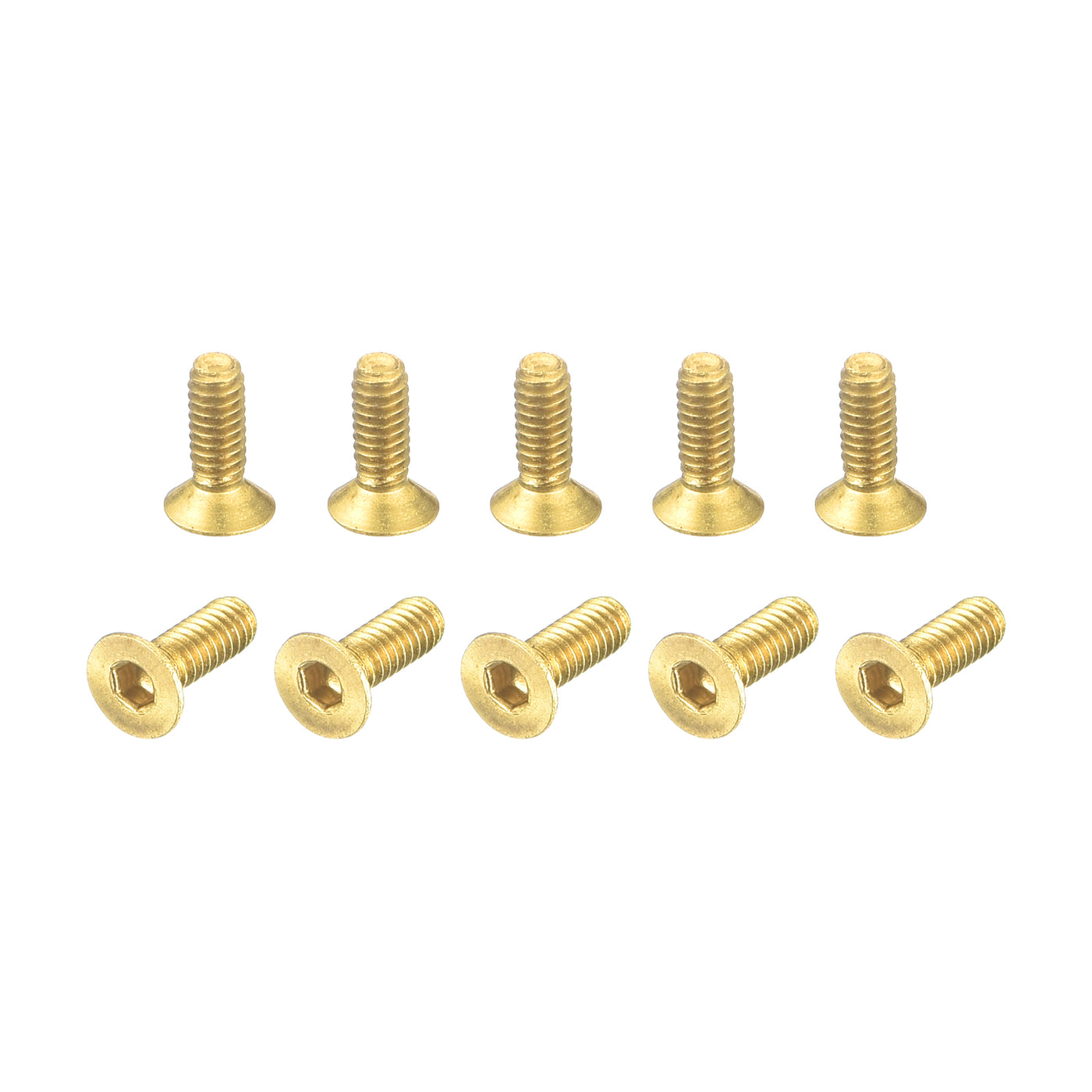 uxcell Uxcell Flat Head Socket Cap Screws, M2-0.4x6mm Brass Inner Hex Drive Bolts 24Pcs