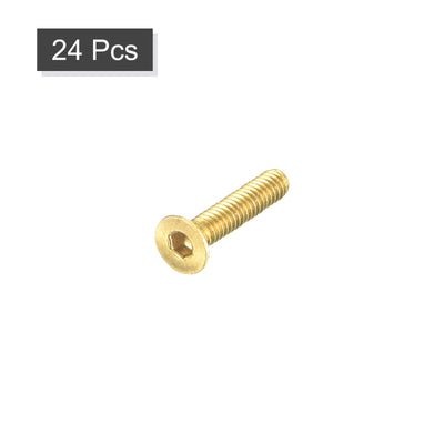 Harfington Uxcell Flat Head Socket Cap Screws, M2-0.4x10mm Brass Inner Hex Drive Bolts 24Pcs