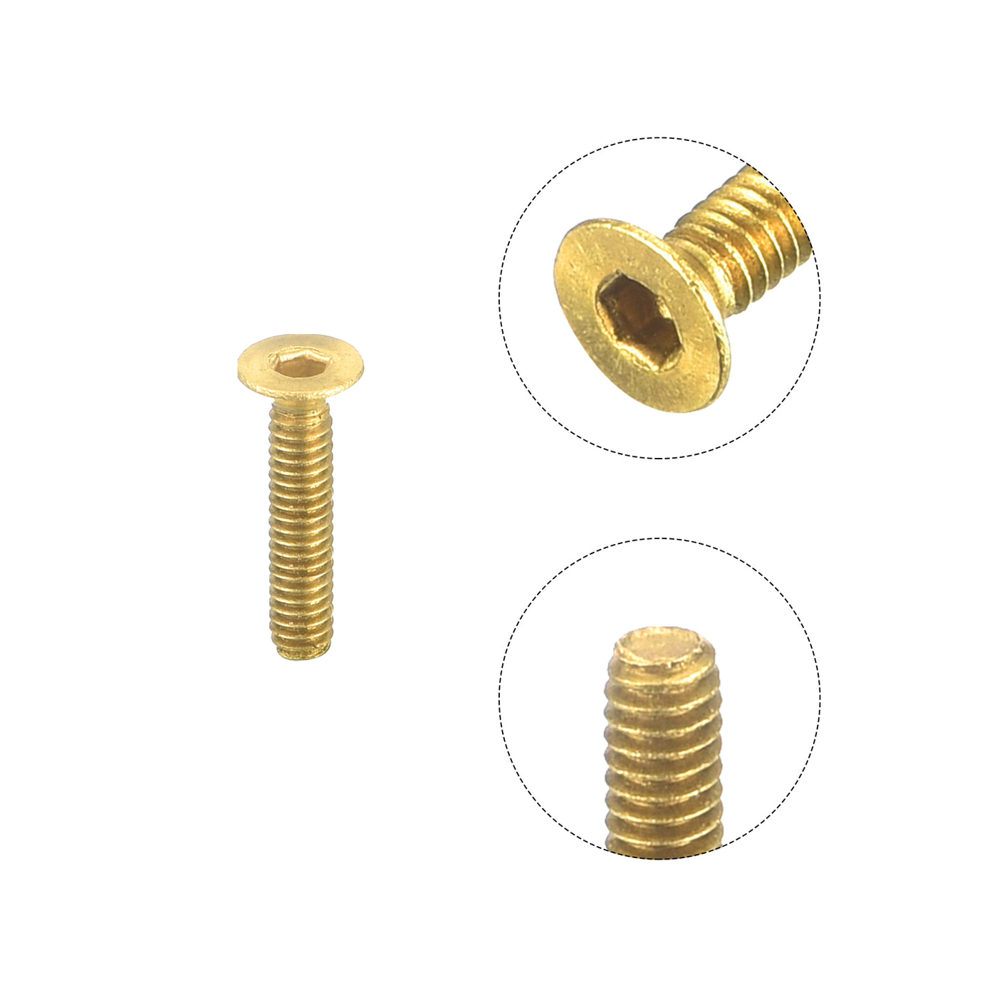 uxcell Uxcell Flat Head Socket Cap Screws, M2-0.4x10mm Brass Inner Hex Drive Bolts 24Pcs