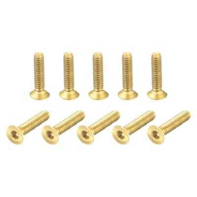 Harfington Uxcell Flat Head Socket Cap Screws, M2-0.4x10mm Brass Inner Hex Drive Bolts 24Pcs