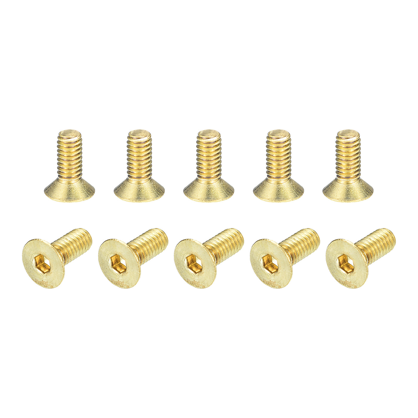 uxcell Uxcell Flat Head Socket Cap Screws, M4-0.7x10mm Brass Inner Hex Drive Bolts 24Pcs