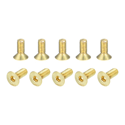 Harfington Uxcell Flat Head Socket Cap Screws, M4-0.7x10mm Brass Inner Hex Drive Bolts 24Pcs