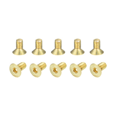 Harfington Uxcell Flat Head Socket Cap Screws, M4-0.7x8mm Brass Inner Hex Drive Bolts 24Pcs