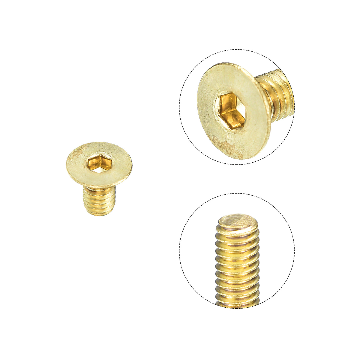 uxcell Uxcell Senkkopf-Innensechskantschrauben, M4-0,7 x 6mm Messing Innensechskant-Antrieb Befestigungsschrauben 24 Stück