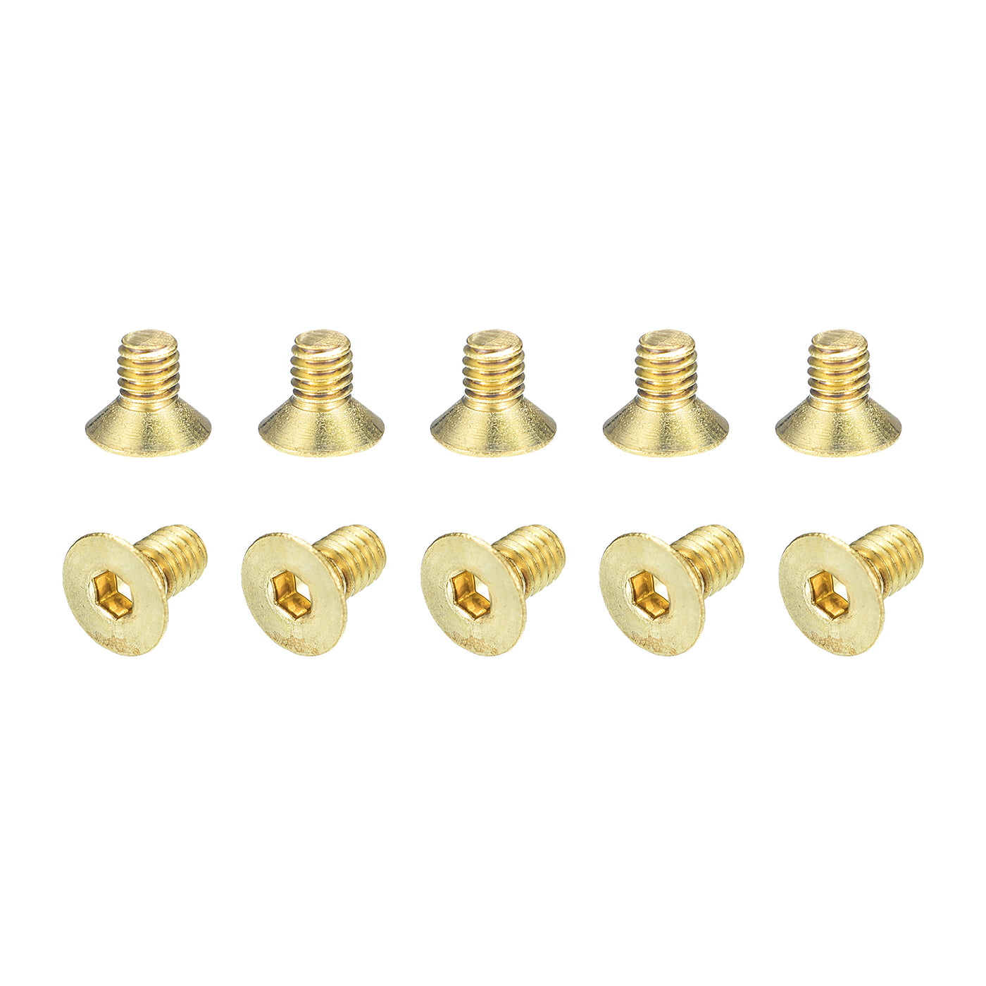 uxcell Uxcell Flat Head Socket Cap Screws, M4-0.7x6mm Brass Inner Hex Drive Bolts 24Pcs