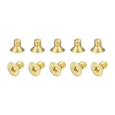 Harfington Uxcell Flat Head Socket Cap Screws, M4-0.7x6mm Brass Inner Hex Drive Bolts 24Pcs