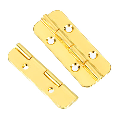 Harfington Uxcell Mini Oval Hinges, 180 Degree Long Folding Butt Hinges, Jewelry Gift Box Hinge, Cabinet Gate Door Hinge with Screws, 40x16mm Gold, 10 Pcs