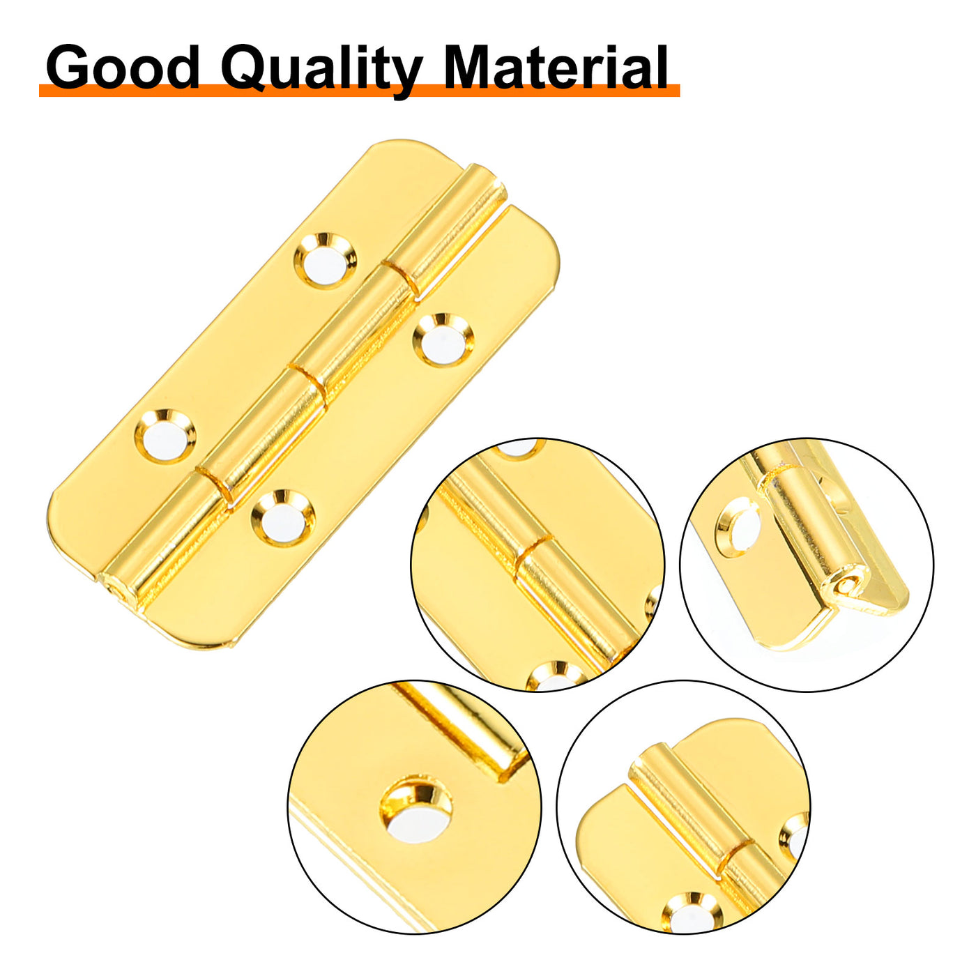 uxcell Uxcell Mini Oval Hinges, 180 Degree Long Folding Butt Hinges, Jewelry Gift Box Hinge, Cabinet Gate Door Hinge with Screws, 40x16mm Gold, 10 Pcs