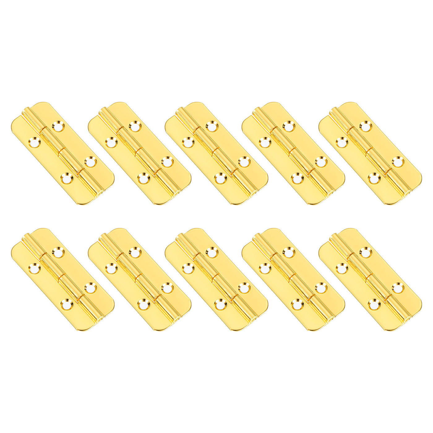 uxcell Uxcell Mini Oval Hinges, 180 Degree Long Folding Butt Hinges, Jewelry Gift Box Hinge, Cabinet Gate Door Hinge with Screws, 40x16mm Gold, 10 Pcs