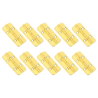 Harfington Uxcell Mini Oval Hinges, 180 Degree Long Folding Butt Hinges, Jewelry Gift Box Hinge, Cabinet Gate Door Hinge with Screws, 40x16mm Gold, 10 Pcs