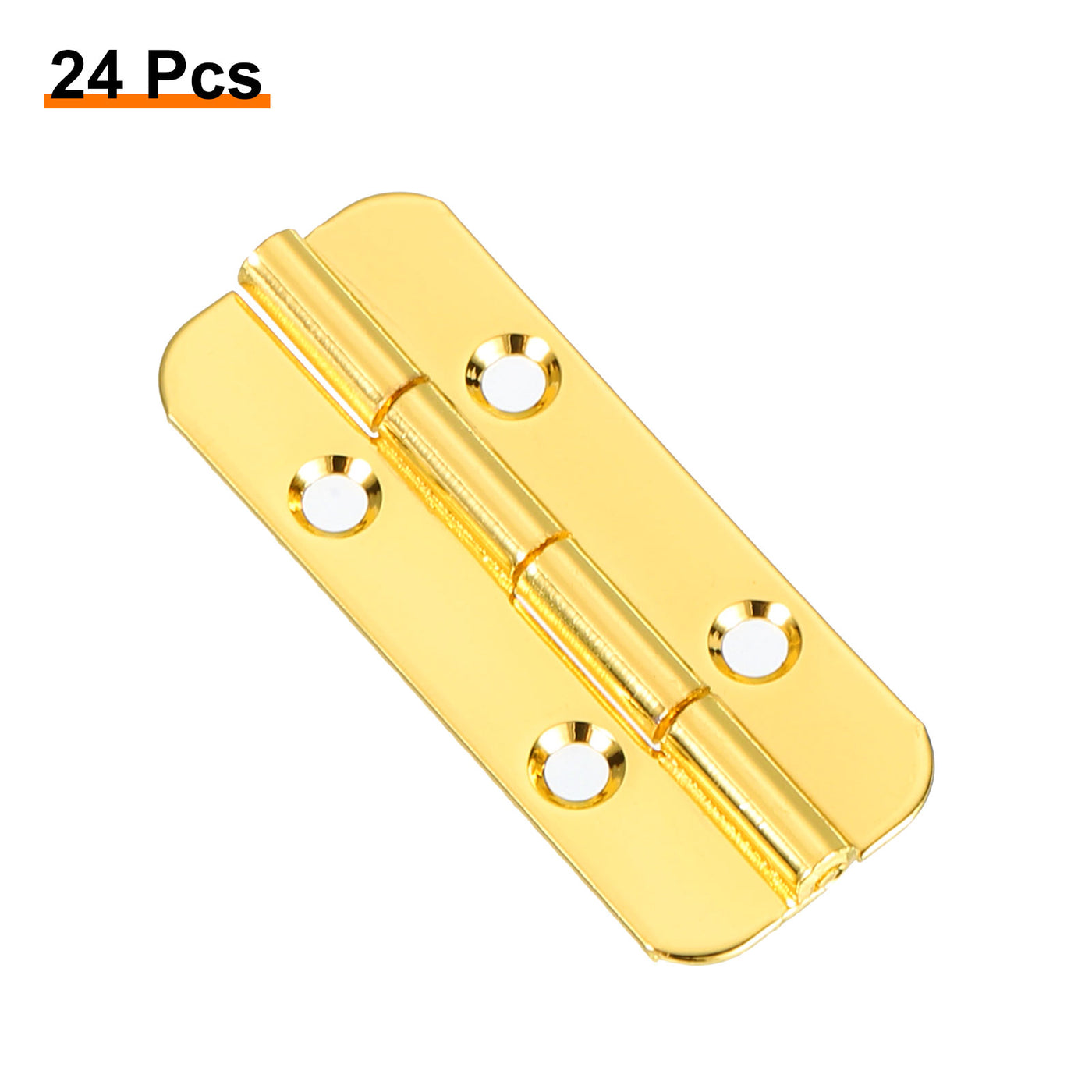 uxcell Uxcell Mini Oval Hinges, 180 Degree Long Folding Butt Hinges, Jewelry Gift Box Hinge, Cabinet Gate Door Hinge with Screws, 40x16mm Gold, 24 Pcs