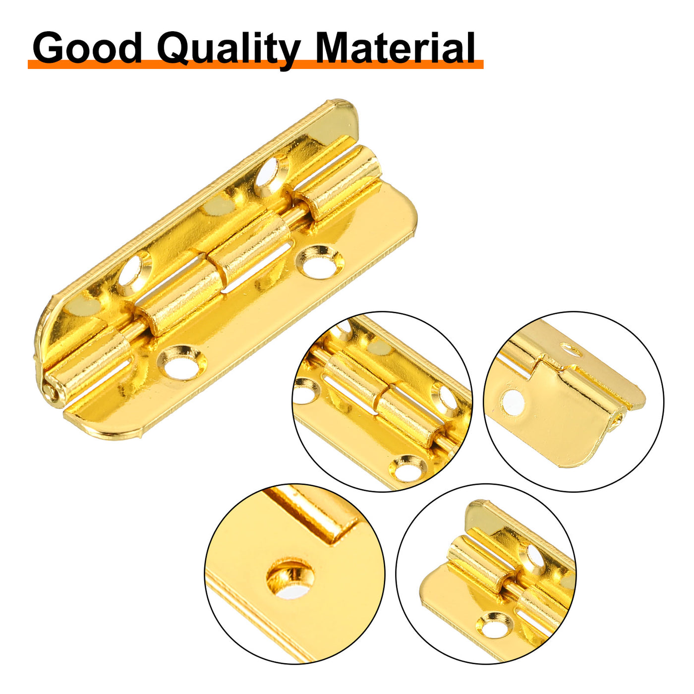 uxcell Uxcell Mini Oval Hinges, 90 Degree Long Folding Butt Hinges, Jewelry Gift Box Hinge, Cabinet Gate Door Hinge with Screws, 40x10mm Gold, 10 Pcs