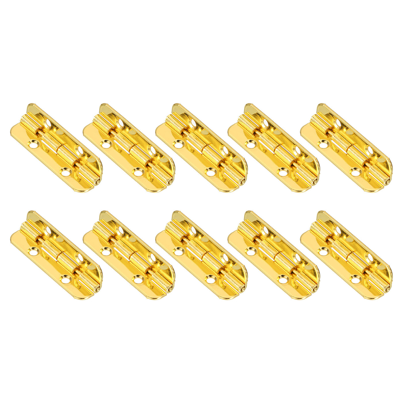 uxcell Uxcell Mini Oval Hinges, 90 Degree Long Folding Butt Hinges, Jewelry Gift Box Hinge, Cabinet Gate Door Hinge with Screws, 40x10mm Gold, 10 Pcs